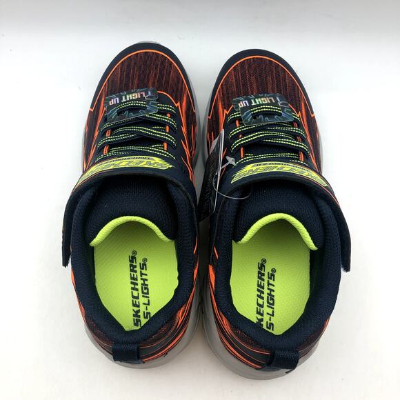SKECHERS Boys Light Storm 2.0 Bolt Brights Sneakers Size 2.5 Orange Green NIB - Picture 8 of 11